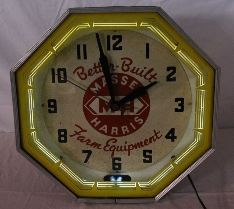 MasseyHarris Farm Equipment Neon Clock