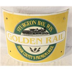 Golden Rail Lager Curved Porcelain Sign