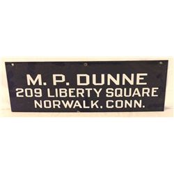 M.P. Dunne Address Single-sided Porcelain Sign