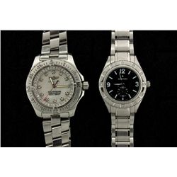 WATCH: Ladys st.steel Breitling ColtOceane II wristwatch w/ aftmkt cubic zirconia apptmnts; white MO