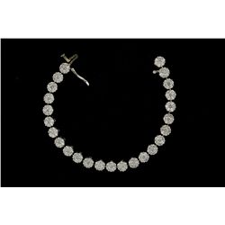 BRACELET: Ladys 14kw diamond cluster link bracelet; 175 rb dias, 2.0mm (150) & 2.4mm (25) = est 5.75