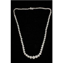 NECKLACE: Ladys 14kw diamond cluster graduated link necklace; 385 rb dias, 1.5mm to 3.6mm = est 13.9