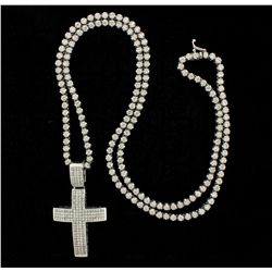 NECKLACE: Mens 14kw illusion set diamond link necklace; 179 rb dias, 2.89mm to 2.94mm = est 16.11ctt