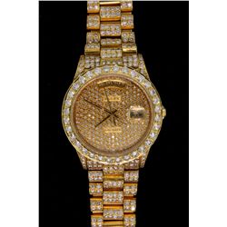 WATCH:  [1] 18KYG gents Rolex Oyster Perpetual Day Date President watch with an aftermarket bezel an