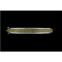 BRACELET: Mens 14kw ''invisible'' set treated yellow & white diamond bangle bracelet (hinged); 868 r