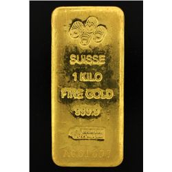 BULLION: PAMP Suisse 1 Kilo fine gold bar; 999.9 Au; Essayeur Fondeur; Serial A061697; 998.6 grams.