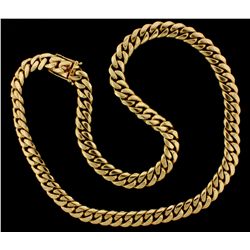 CHAIN: Mens 12ky curb link chain necklace; 16.93mmW x 7.11mmT x 38'' long; hidden clasp; ACD tdmk; 8