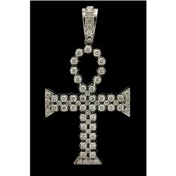 PENDANT: Mens 14kw diamond ankh pendant; 67 rb dias, 2.8mm to 4.0mm = est 10.34cttw, V.Good/H-L(fewl