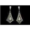 Image 1 : EARRINGS: Pair ladys 14kw diamond dangle earrings; concentric open diamond shapes, linked; 604 rb di