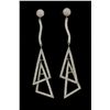 Image 1 : EARRINGS: Pair ladys 14kw diamond dangle earrings; interlocking open triangles, linked; 266 rb dias,