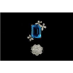 RING: Ladys 14kw floral motif diamond cluster ring; 141 rb dias, 1.2mm to 3.0mm = est 1.69cttw, Fair