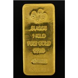 BULLION: PAMP Suisse 1 Kilo fine gold bar; 999.9 Au; Essayeur Fondeur; Serial A294814; 998.5 grams.