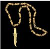 Image 1 : NECKLACE:  [1] 14KYG nugget link necklace, 23''s; and [1] 14KYG dagger pendant; 118.4 grams