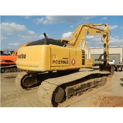 KOMATSU PC270LC-6L HYDRAULIC EXCAVATOR, S/N A83007 (99 YR) 10'-2" STICK, 48" ESCO BUCKET, 32" TBG, A