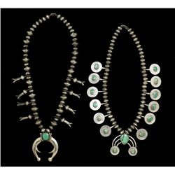 Two Silver & Turquoise Squash Blossoms