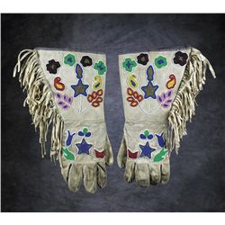 Crow Beaded & Fringed Gauntlets