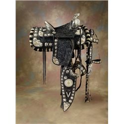 John Volz, Pine Tree Ranch, Bohlin Saddle Set, Bohlin Buckle; Pair Rodeo Ben Shirts, Longhorns"
