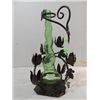Image 1 : VINTAGE WROUGHT IRON, GLASS STYLIZED CANDLE HOLDER