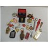 Image 1 : LOT 24 VINTAGE ITEMS: 14 ASSORTED KEY CHAINS,