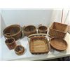 Image 1 : LOT 7 ASSORTED WOOD & REED WOVEN BASKETS: SHAKER