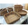 Image 4 : LOT 7 ASSORTED WOOD & REED WOVEN BASKETS: SHAKER