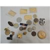 Image 1 : LOT 21 (9) FOREIGN COINS & 4 GOLD FOIL US POSTAGE