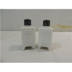 PAIR VINTAGE MILK GLASS BEE HIVE SALT & PEPPER