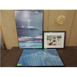 LOT 3 ASSORTED FRAMED POSTER ART: MOUNTAINS,