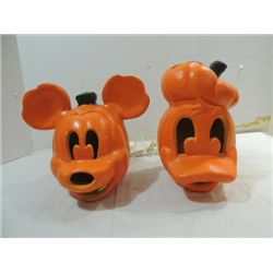 LOT 2 LIGHTED DISNEY MICKEY & DONALD PUMPKIN HEADS