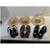 Image 1 : LOT 6 VINTAGE MENS REED WOVEN HATS & DRESS SHOES