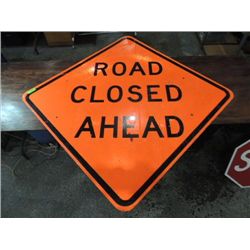 48X48 SQUARE ALUMINUM SIGN ROAD CLOSED AHEAD