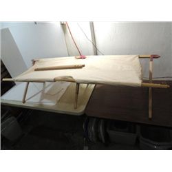 VINTAGE CANVAS & WOOD FOLDING CAMPING BED