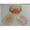 Image 1 : LOT 3 PINK DEPRESSION STAR BURST BOWL & 2 PLATES