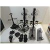 Image 1 : LOT 10 VINTAGE WROUGHT & CAST IRON CANDLE HOLDERS,