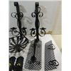 Image 2 : LOT 10 VINTAGE WROUGHT & CAST IRON CANDLE HOLDERS,