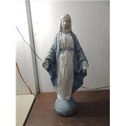 33"H CEMENT VINTAGE MOTHER MARY RELIGOUS STATUE