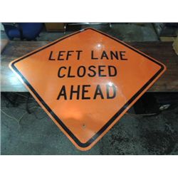 48X48 SQUARE ALUMINUM LEFT LANE CLOSED AHEAD SIGN