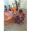 Image 2 : LOT 9 RUBY RED DECORATIVE GLASSWARE: MUG, VASES