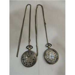 LOT 2 MAN'S NEW QUARTZ POCKET WATCH & CHAIN CUTOUT