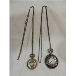 LOT 2 LADYS PENDANT QUARTZ WATCH ON CHAIN