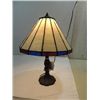 Image 1 : VINTAGE DIE CAST METAL & SLAG GLASS DESK LAMP