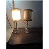 Image 1 : VINTAGE PAIR 1940S GLASS & BRASS BEDROOM LAMPS