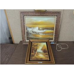 LOT 2 ORIGINAL OIL PAINTINGS SEA SCAPE & FOREST: