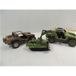 LOT 3 VINTAGE GI JOE VEHICLES: (2) 1982 VAMP JEEP,