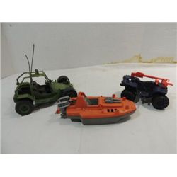LOT 3 VINTAGE GI JOE VEHICLES: 1986 DEVEIL FISH,