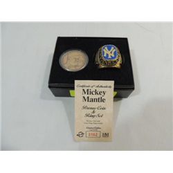 HIGHLAND MINT MICKEY MANTLE BRONZE RING & COIN SET