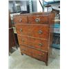 Image 1 : VINTAGE 34X19X48 MAHOGANY 5 DRAWER HIGHBOY DRESSER