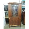 Image 1 : VINTAGE 36X16X72 WALNUT CHINA HUTCH, GLASS FRONT,