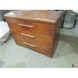 VINTAGE 44X20X34 WALNUT 3 DRAWER LOWBOY DRESSER