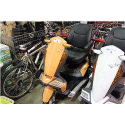 ORANGE VITA 3 WHEELED MOBILITY SCOOTER ( NO CHARGER AND SOME DAMAGE TO FRONT PANEL )